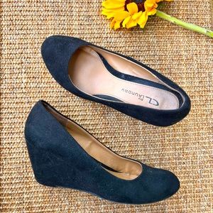 Velvet chunky black heel 👠